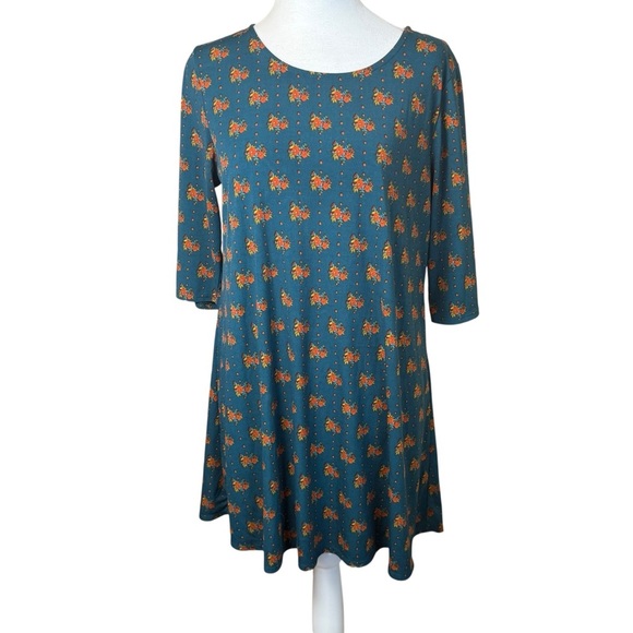 Natural Life Dark Floral Mini Dress Large Stretch Flower Boho Bohemian Forest - Picture 2 of 10